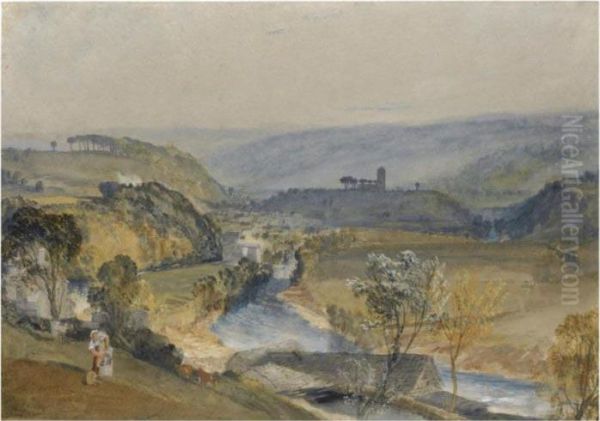 The Valley Of Washburn And Leathley Church Oil Painting by Joseph Mallord William Turner