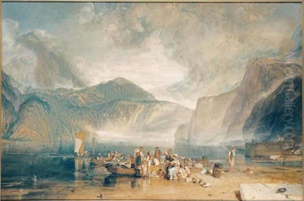 Lake Of Lucerne, From The 
Landing Place At Fluelen, Looking Towards Bauen And Tell's Chapel, 
Switzerland Oil Painting by Joseph Mallord William Turner