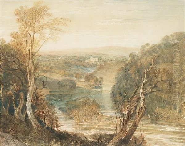 Distant View Of Barden Tower On The River Wharfe, West Riding, Yorkshire Oil Painting by Joseph Mallord William Turner