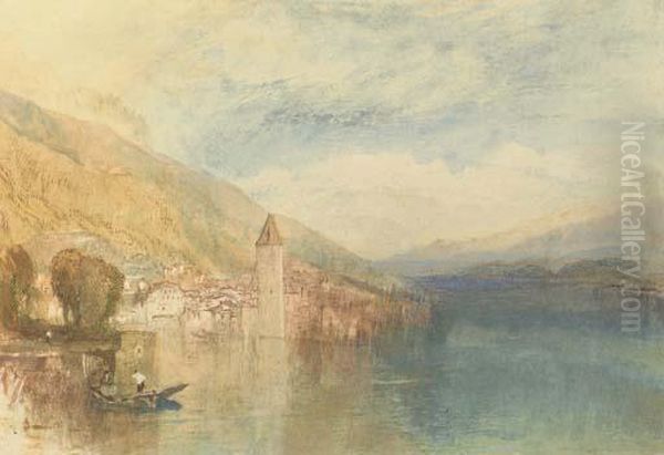 Oberhofen On Lake Thun, Switzerland Oil Painting by Joseph Mallord William Turner