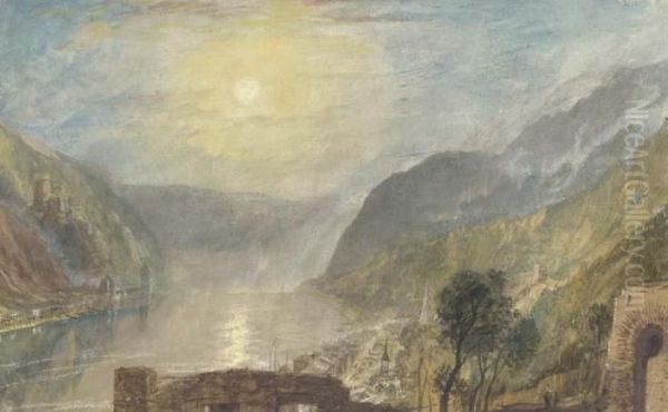 From Rheinfels Looking Over St. Goar To Burg Katz, Germany Oil Painting by Joseph Mallord William Turner