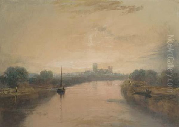 On The River Ouse, With A View Of York Minster In Thedistance Oil Painting by Joseph Mallord William Turner