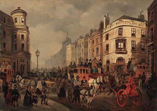 The Strand From The Corner Of Duncannon Street Oil Painting by Joseph Mallord William Turner