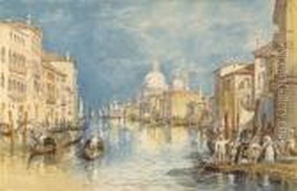 The Grand Canal, Venice, With Gondolas And Figures In Theforeground Oil Painting by Joseph Mallord William Turner