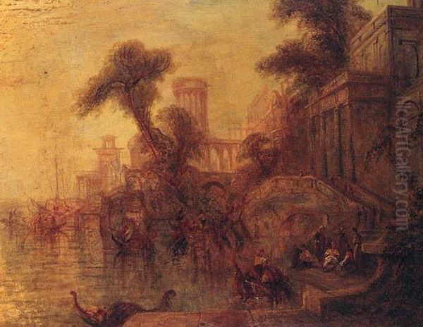 A Capriccio With Figures On A Quay Oil Painting by Joseph Mallord William Turner