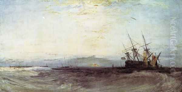 A Ship Aground Oil Painting by Joseph Mallord William Turner