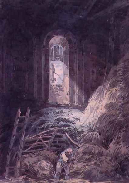 A Barn, Interior of the Ruined Refectory of St. Martins Priory, Dover Oil Painting by Joseph Mallord William Turner