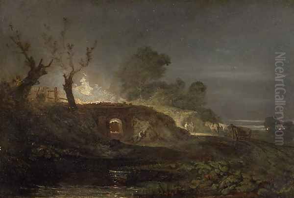 A Lime Kiln at Coalbrookdale, c.1797 Oil Painting by Joseph Mallord William Turner