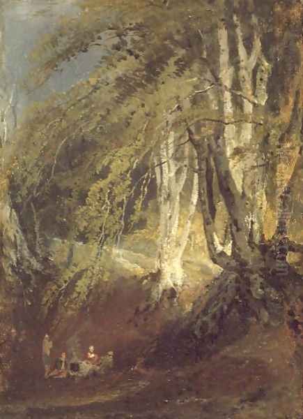 A Beech Wood with Gypsies Seated Round a Campfire, c.1799-1801 Oil Painting by Joseph Mallord William Turner