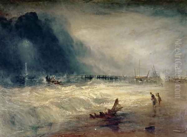 Lifeboat and Manby Apparatus going off to a stranded vessel making signal blue lights of distress , c.1831 Oil Painting by Joseph Mallord William Turner