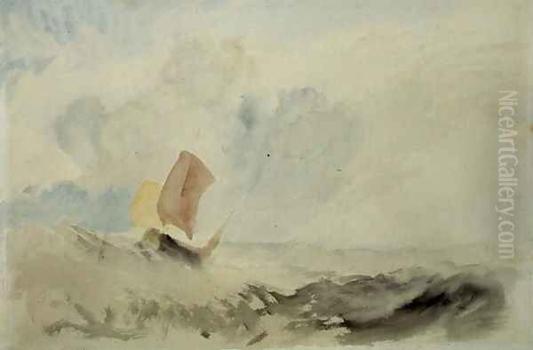 A Sea Piece - A Rough Sea with a Fishing Boat, 1820-30 Oil Painting by Joseph Mallord William Turner