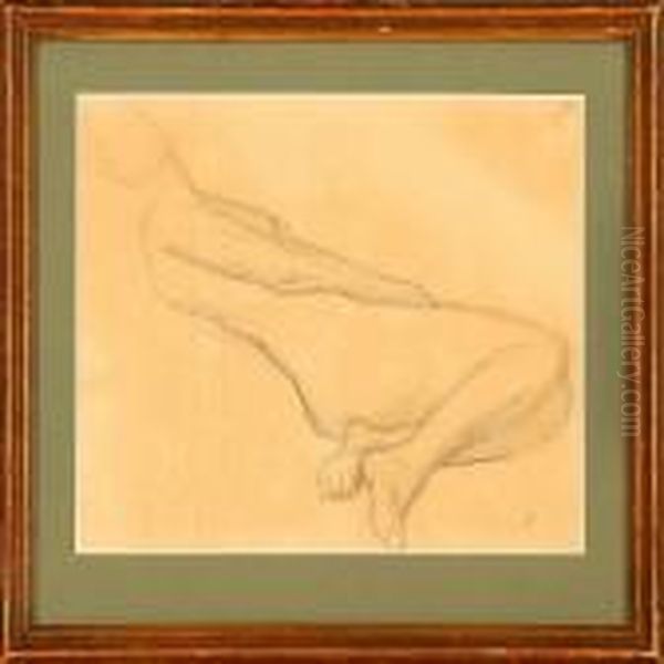 Study Of A Female Nude Oil Painting by Laurits Regner Tuxen