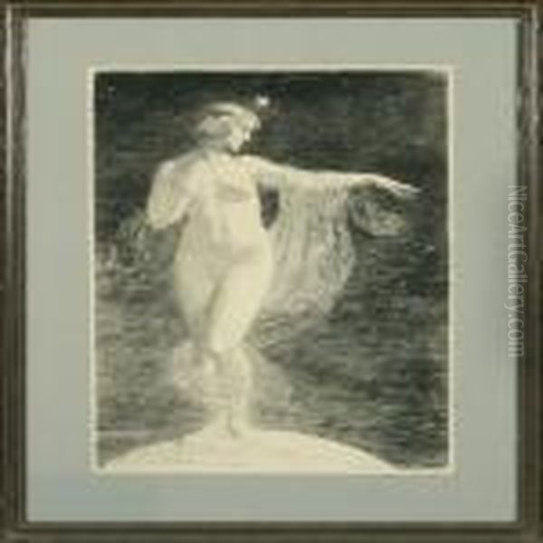 Naked Woman With Cloth Oil Painting by Laurits Regner Tuxen