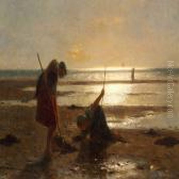 Evening In Brittany Oil Painting by Laurits Regner Tuxen