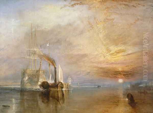 The Fighting Temeraire Tugged to her Last Berth to be Broken up, before 1839 Oil Painting by Joseph Mallord William Turner