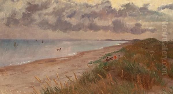 Skagen Beach On A Cloudy Day Oil Painting by Laurits Regner Tuxen