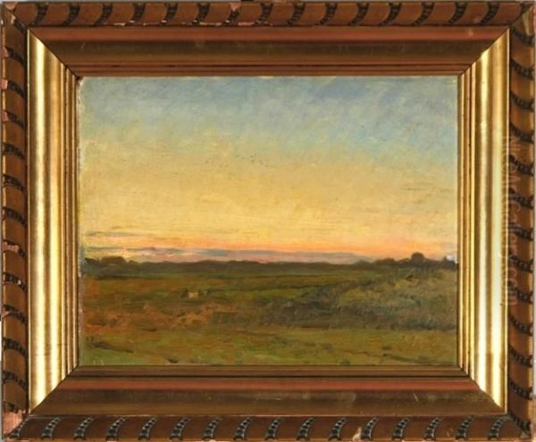 Sunrise By The Moor In Jylland Province, Denmark Oil Painting by Laurits Regner Tuxen