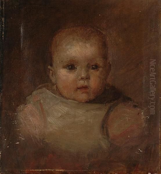 Portrait Study Of A Baby Oil Painting by Laurits Regner Tuxen