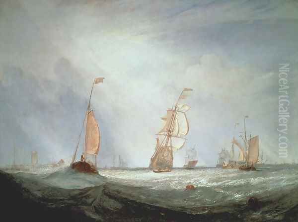 Helvoetsluys ships going out to sea, 1832 Oil Painting by Joseph Mallord William Turner