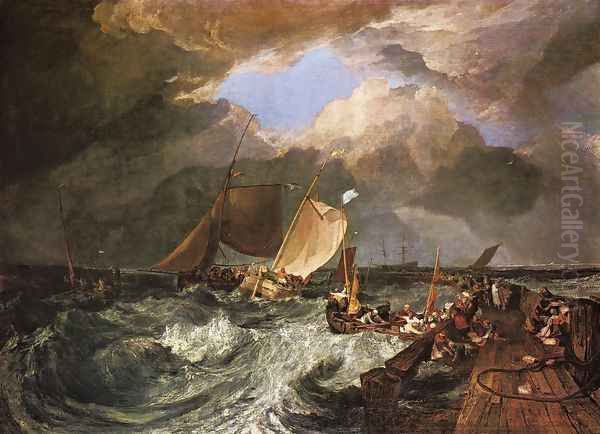 Calais Pier, with French Poissards Preparing for Sea: an English Packeet Arriving Oil Painting by Joseph Mallord William Turner