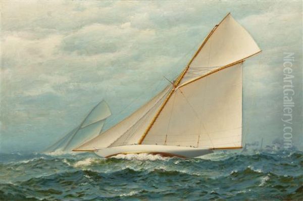 America's Cup Race Oil Painting by James Gale Tyler