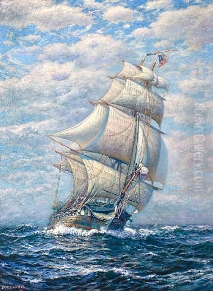 The U.s.f. 
Constitution 
 At Sea Oil Painting by James Gale Tyler