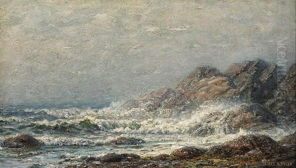 Rocky Coast Oil Painting by James Gale Tyler