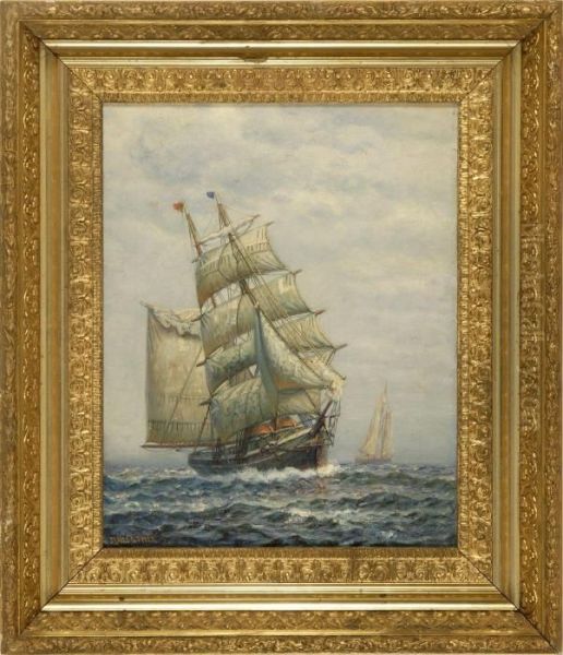 Ship At Sea Oil Painting by James Gale Tyler