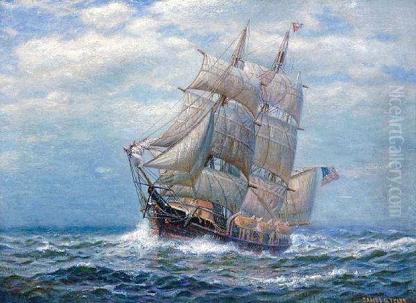 American Whaling Bark Oil Painting by James Gale Tyler