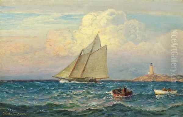 Nearing A Lighthouse Oil Painting by James Gale Tyler