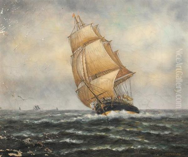 Schooner In Approaching Storm Oil Painting by James Gale Tyler