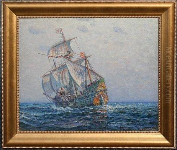 Ship Under Full Sail Oil Painting by James Gale Tyler