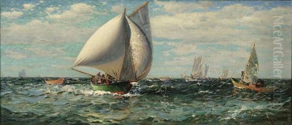 Fishing Boats On A Sunny Day Oil Painting by James Gale Tyler