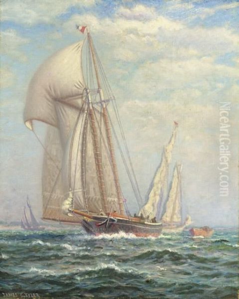 Yachts Racing Oil Painting by James Gale Tyler