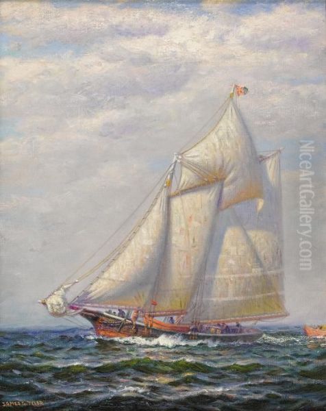 Vessel At Sea Oil Painting by James Gale Tyler