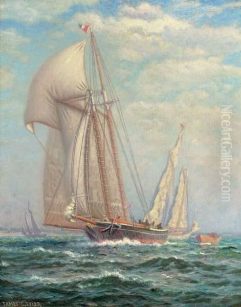 Yachts Racing Oil Painting by James Gale Tyler