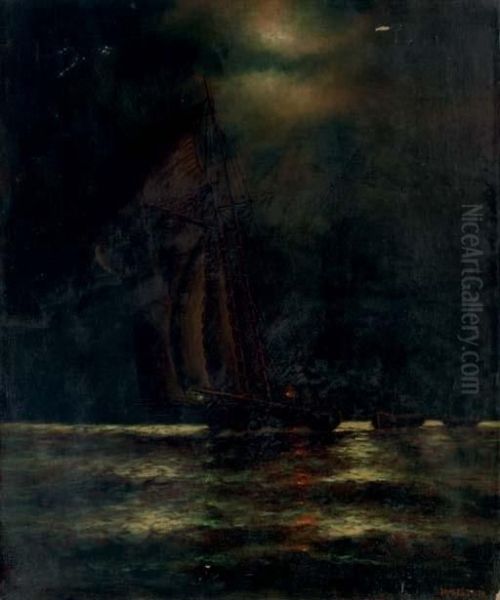 Fishing At Night Oil Painting by James Gale Tyler