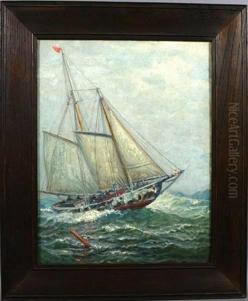 A Ship At Sea Oil Painting by James Gale Tyler