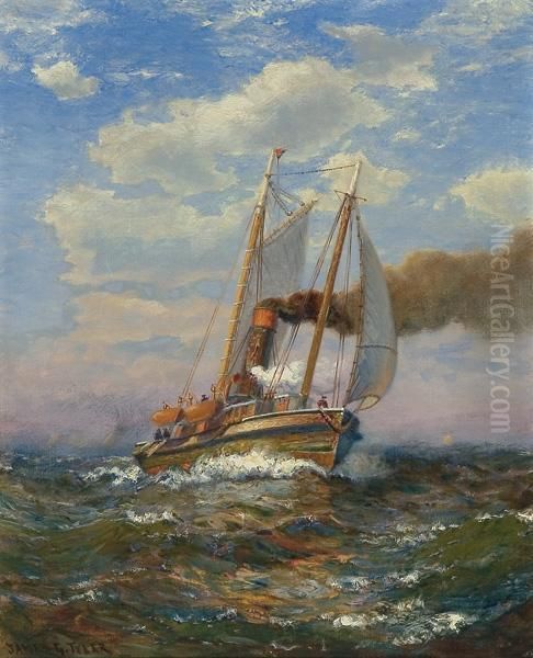 Full Steam Ahead Oil Painting by James Gale Tyler