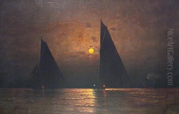 Moonlight On The Water Oil Painting by James Gale Tyler