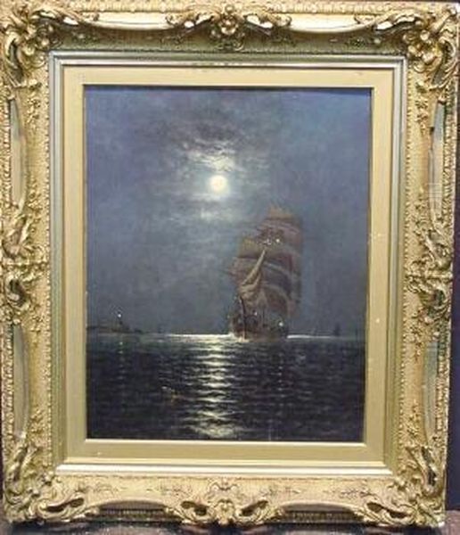 Moonlight Sail Oil Painting by James Gale Tyler