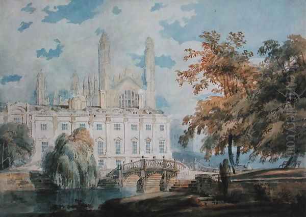 Clare Hall and the West End of King's College Chapel, Cambridge, from the banks of the River Cam, 1793 Oil Painting by Joseph Mallord William Turner