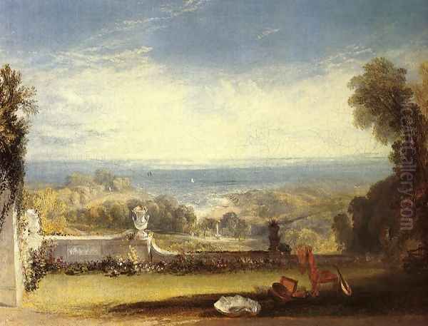 View From The Terrace Of A Villa At Niton Isle Of Wight From Sketches By A Lady Oil Painting by Joseph Mallord William Turner