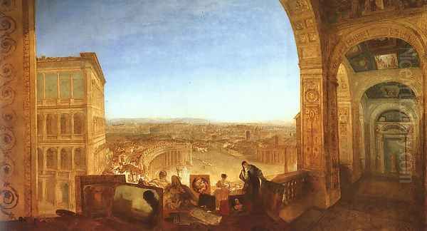 Rome from the Vatican (or Raffaelle accompanied by La Fornarina, preparing his pictures for the decoration of the Loggia) Oil Painting by Joseph Mallord William Turner