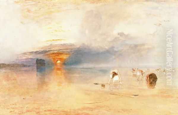 Calais Sands at Low Water, Poissards Gathering Bait, 1830 Oil Painting by Joseph Mallord William Turner