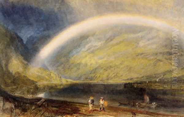 Rainbow (or A View on the Rhine from Dunkholder Vineyard, of Osterspey and Feltzen below Bosnart) Oil Painting by Joseph Mallord William Turner