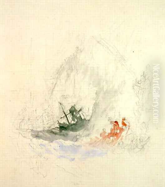 Fire at Sea, a design for a vignette, 1835 Oil Painting by Joseph Mallord William Turner