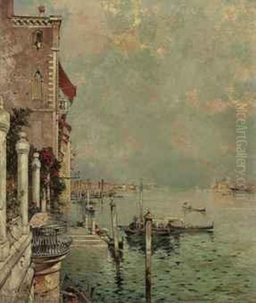 Hotel Britannia, Venice Oil Painting by Franz Richard Unterberger