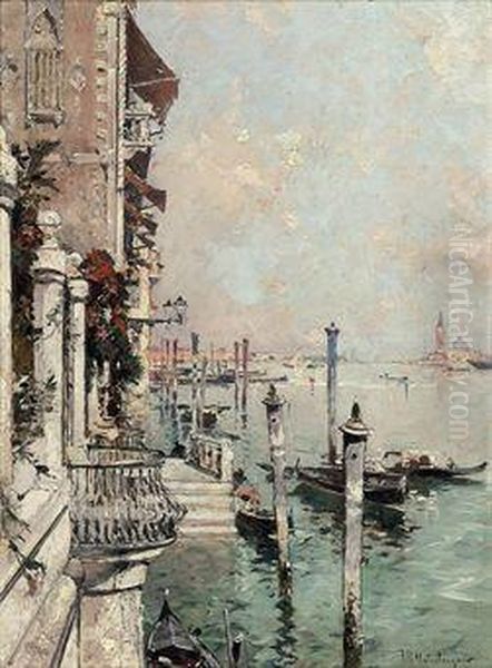 On The Grand Canal, Venice Oil Painting by Franz Richard Unterberger