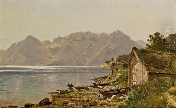 Bergsee Oil Painting by Franz Richard Unterberger